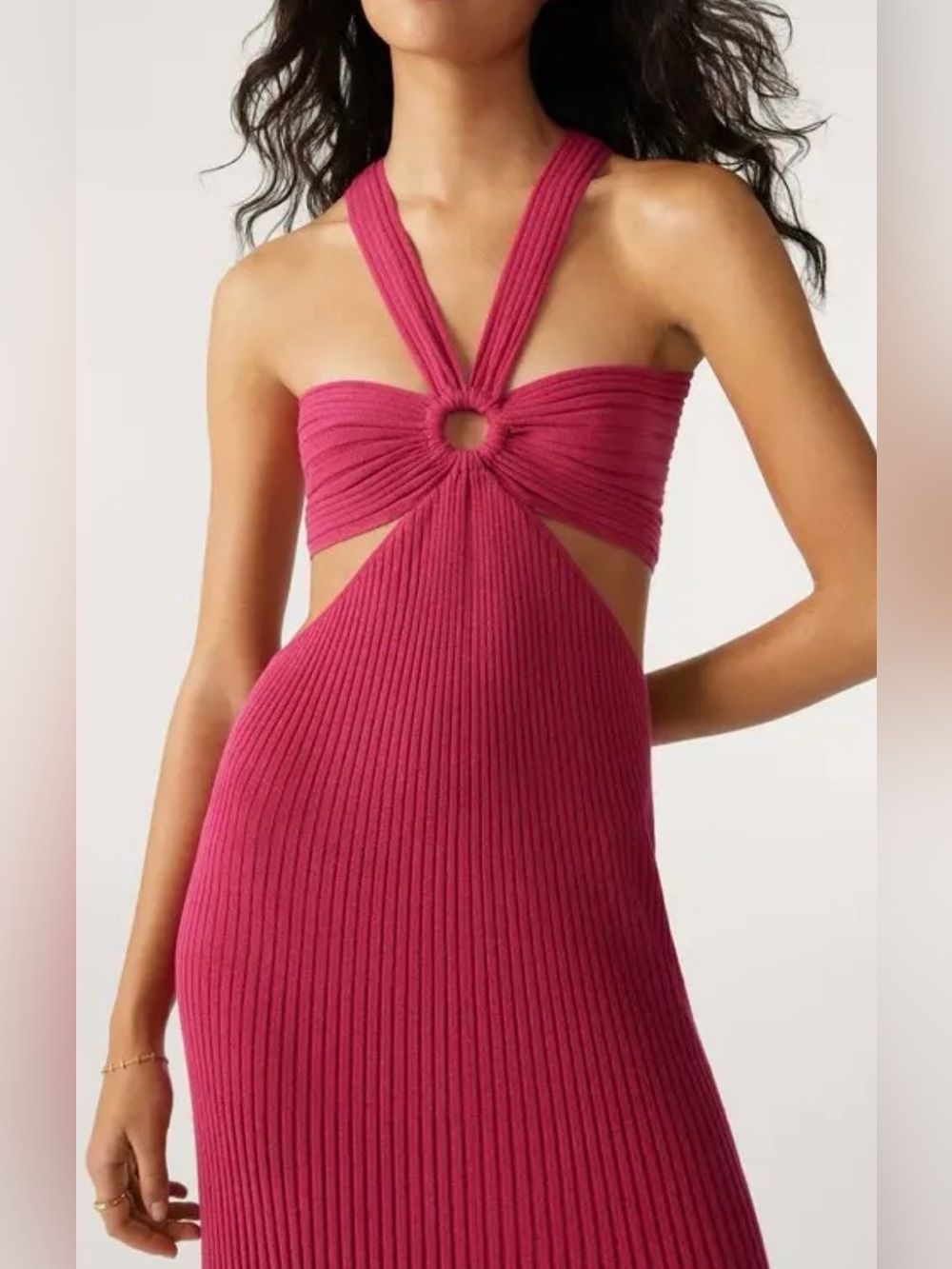 Women’s BA&SH Cutout Ribbed Knit Maxi Dress